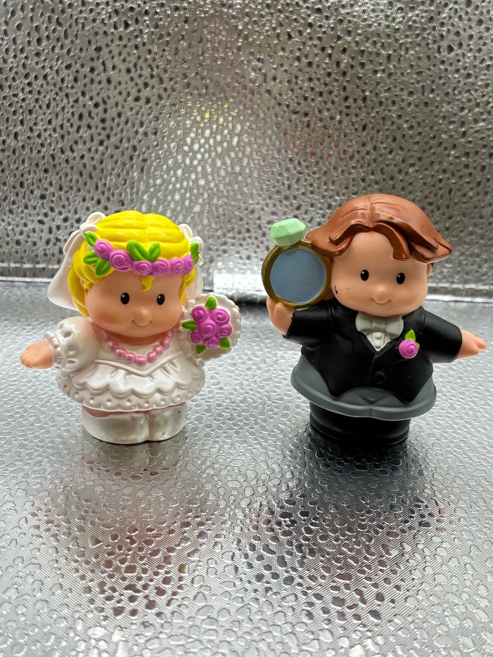 Fisher Price Little People Wedding Bride Groom Couple 2007 Ring Bouquet